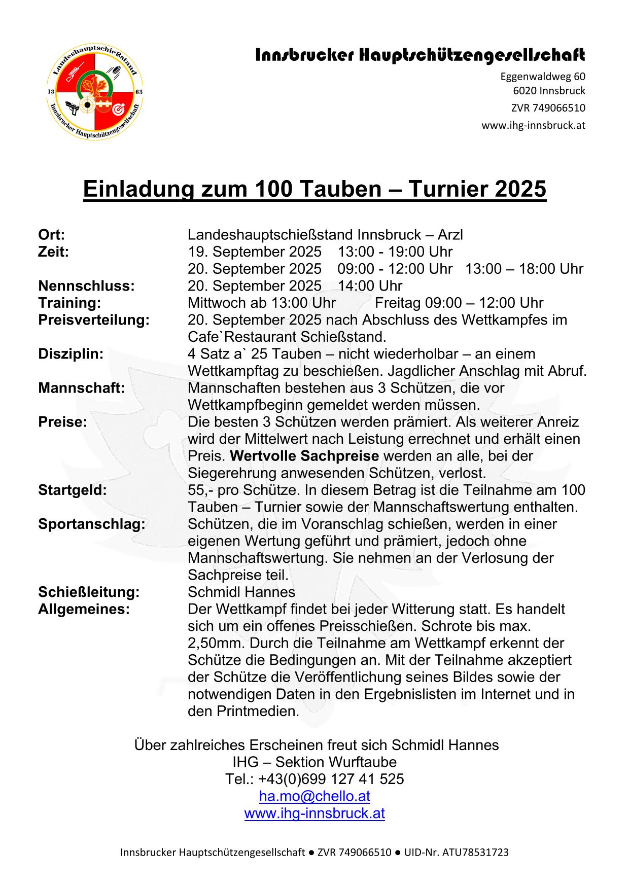 100 Taubenturnier